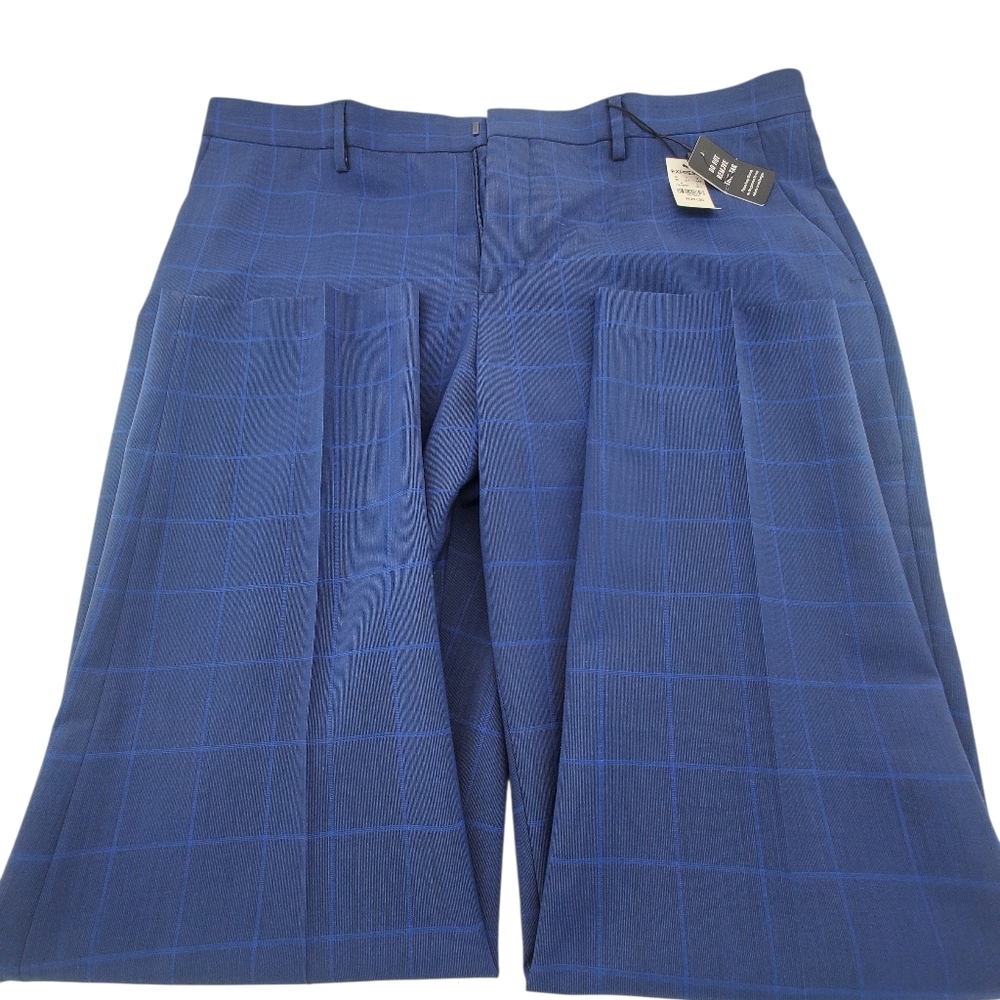 Express W36 L30 Men's Suit Pants Stretch Slim Wrinkle Resistant Part of Set Blue